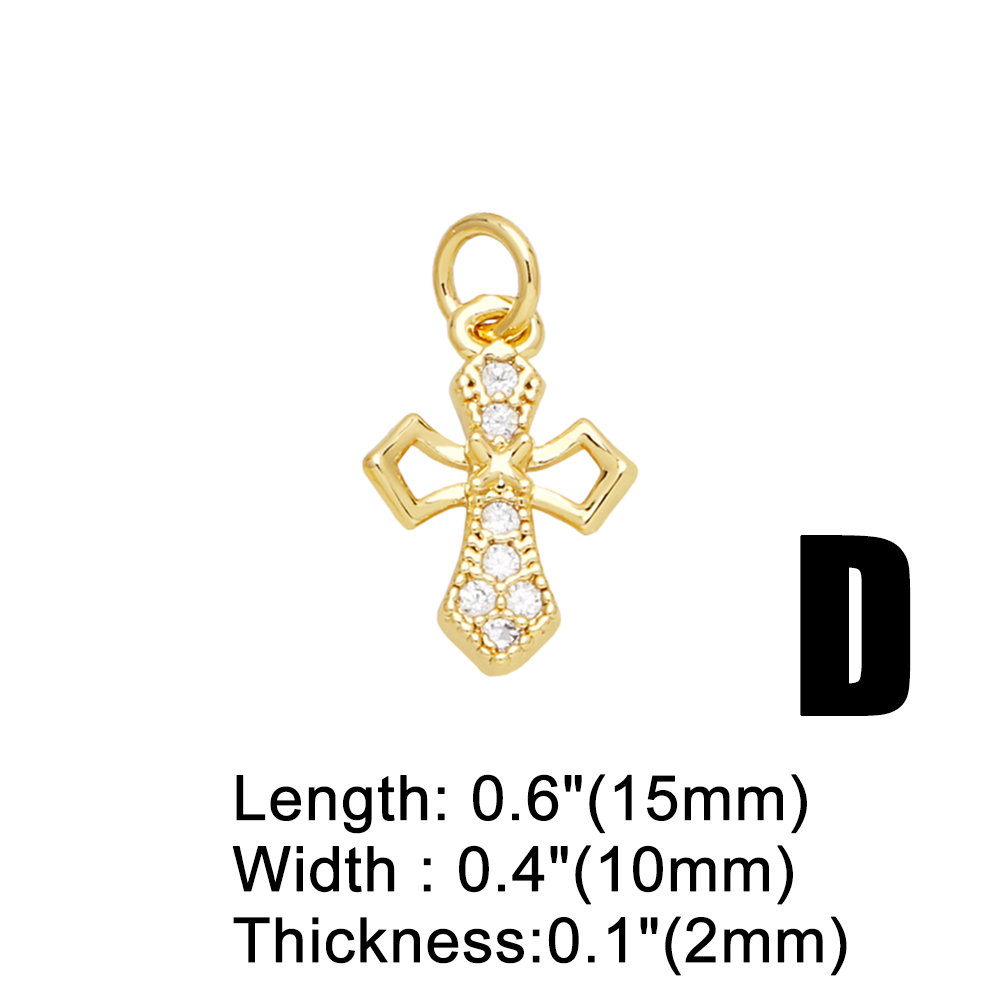 Ins Style Cross Angel Heart Shape Copper Plating Zircon 18k Gold Plated Pendants Jewelry Accessories display picture 3
