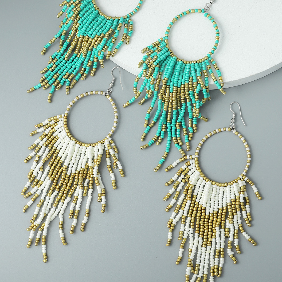 Vacation Bohemian Tassel Plastic Women's Drop Earrings display picture 9