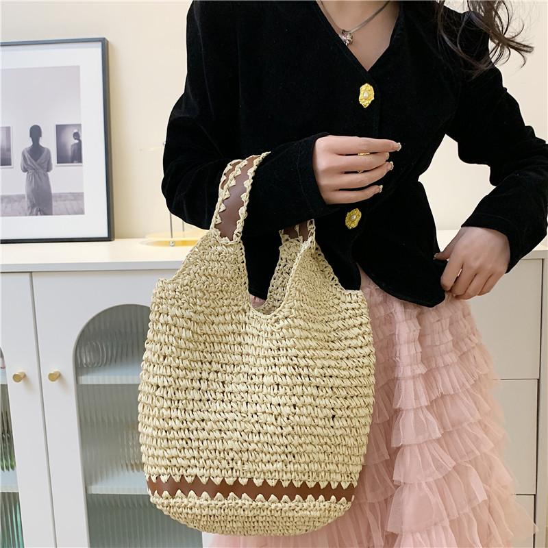 Women's Spring&summer Straw Solid Color Classic Style Square Open Tote Bag Straw Bag display picture 4