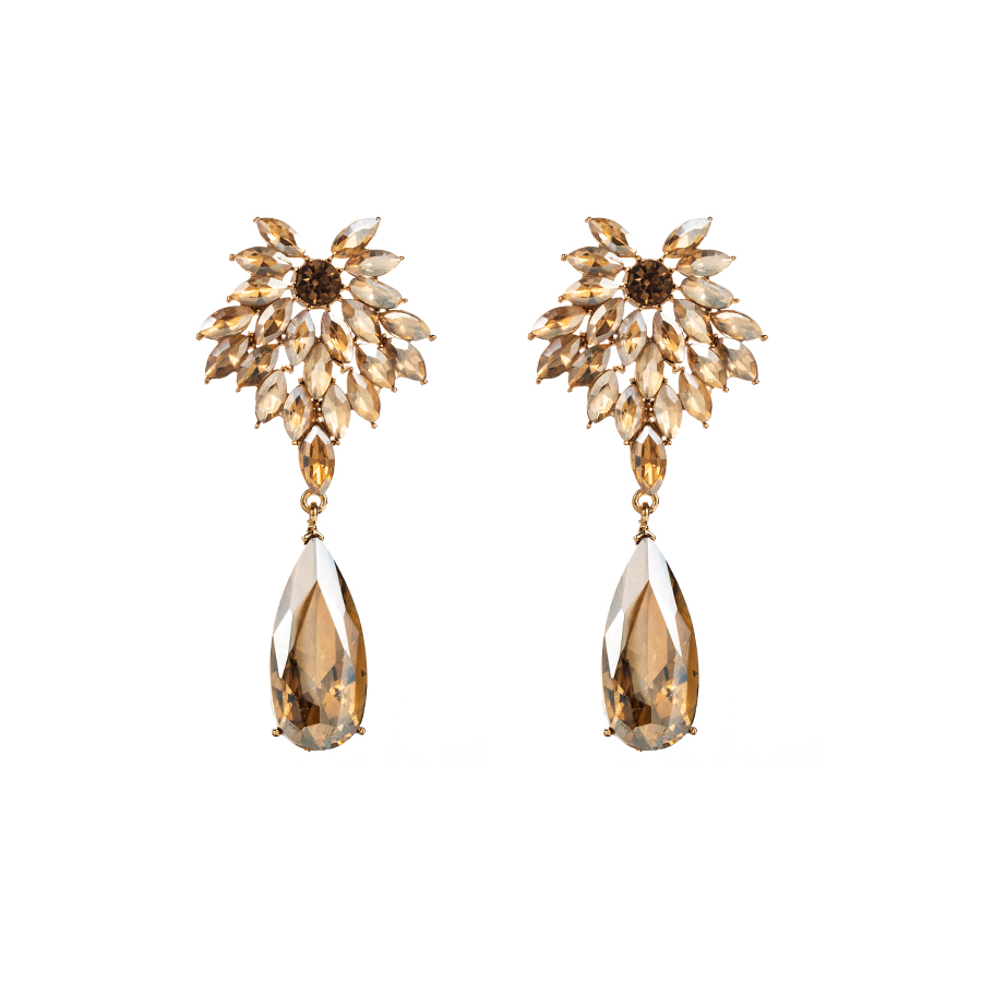Baroque Style Water Droplets Alloy Plating Inlay Rhinestones Glass Gold Plated Women's Drop Earrings display picture 7