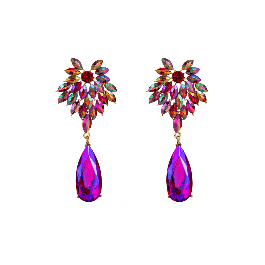 Baroque Style Water Droplets Alloy Plating Inlay Rhinestones Glass Gold Plated Women's Drop Earrings display picture 9