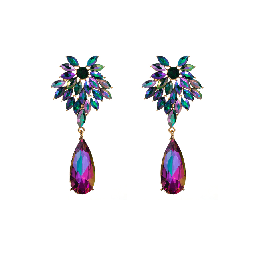Baroque Style Water Droplets Alloy Plating Inlay Rhinestones Glass Gold Plated Women's Drop Earrings display picture 10