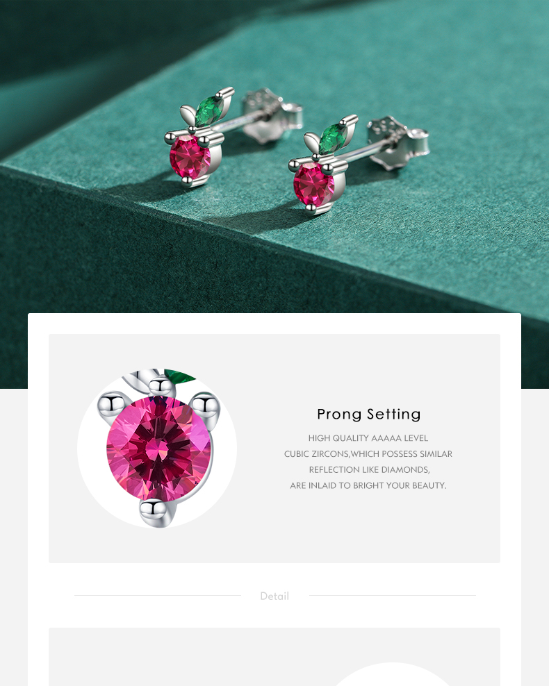 1 Pair Cute Cherry Sterling Silver Plating Inlay Zircon 14k Gold Plated Rhodium Plated Ear Studs display picture 4