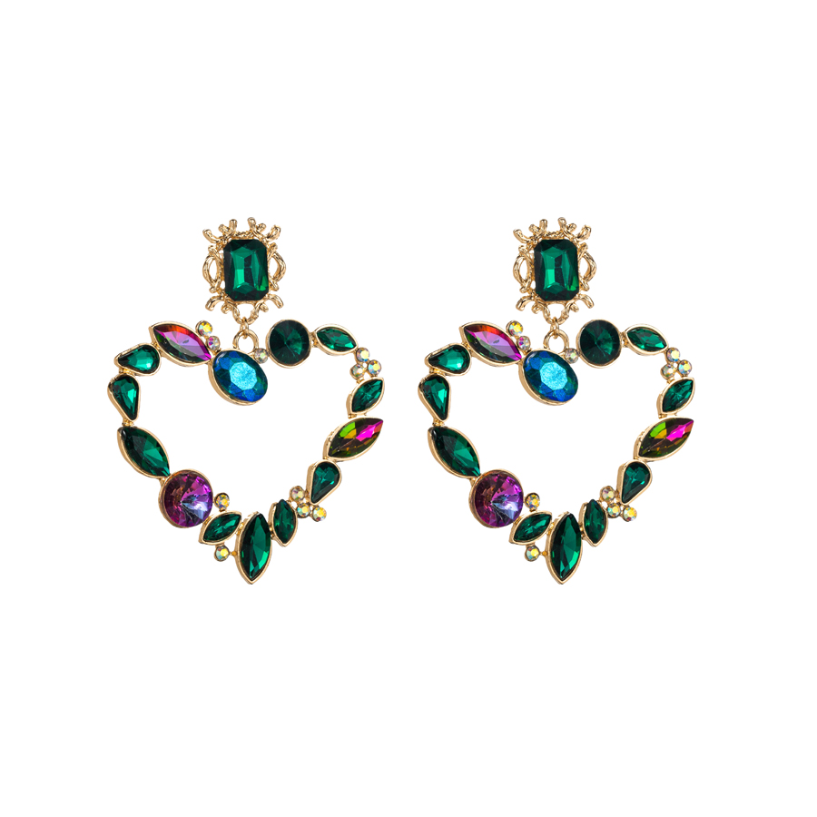 Baroque Style Heart Shape Alloy Plating Inlay Rhinestones Glass Gold Plated Women's Drop Earrings display picture 5
