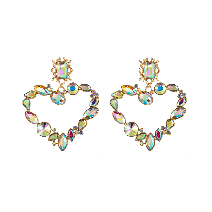 Baroque Style Heart Shape Alloy Plating Inlay Rhinestones Glass Gold Plated Women's Drop Earrings display picture 9