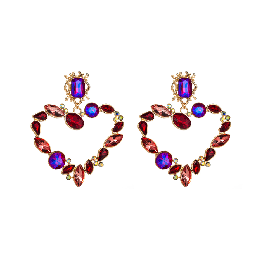 Baroque Style Heart Shape Alloy Plating Inlay Rhinestones Glass Gold Plated Women's Drop Earrings display picture 6
