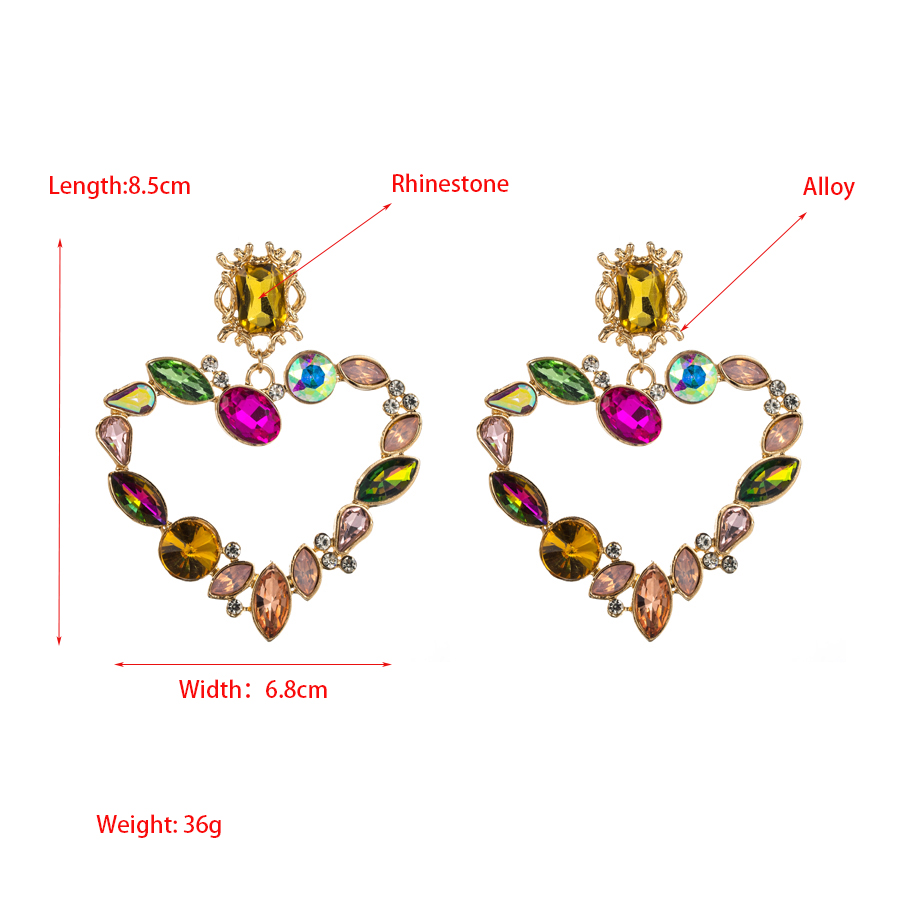 Baroque Style Heart Shape Alloy Plating Inlay Rhinestones Glass Gold Plated Women's Drop Earrings display picture 1