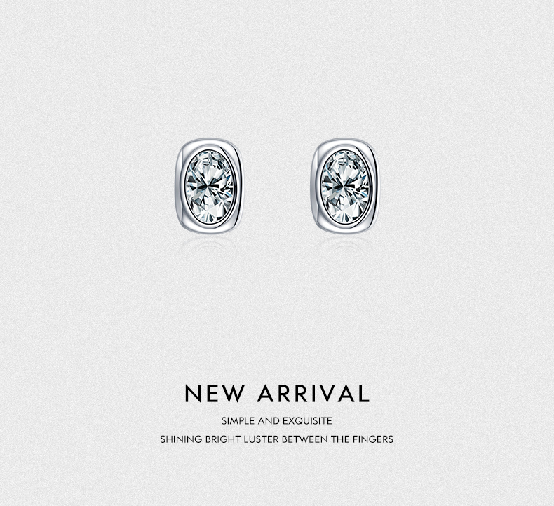 1 Pair Elegant Oval Sterling Silver Plating Inlay Zircon Rhodium Plated Ear Studs display picture 2