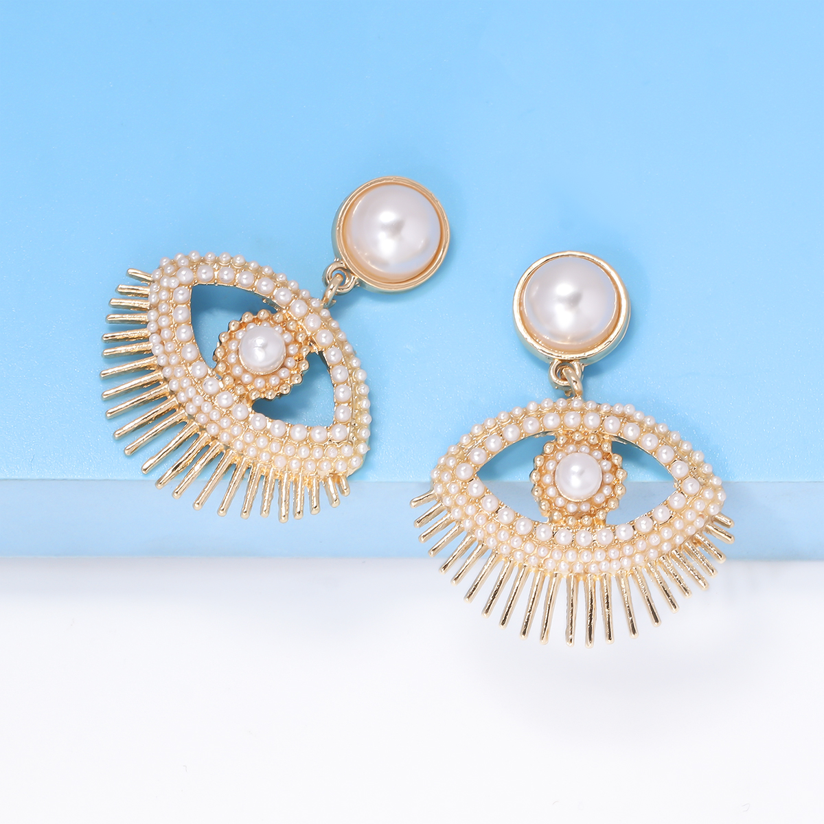 Streetwear Eye Imitation Pearl Alloy Plating Inlay Glass Stone Women's Drop Earrings display picture 3