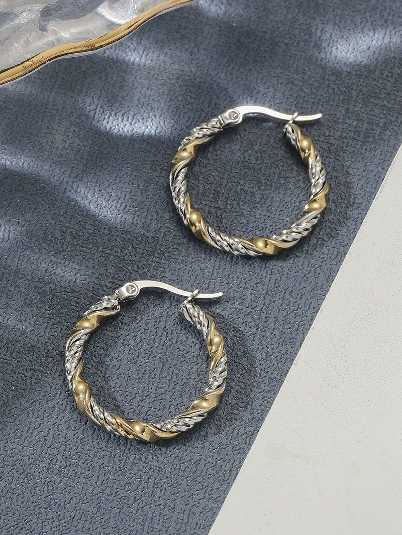 1 Pair Cute Romantic Round Titanium Steel Polishing Earrings display picture 2