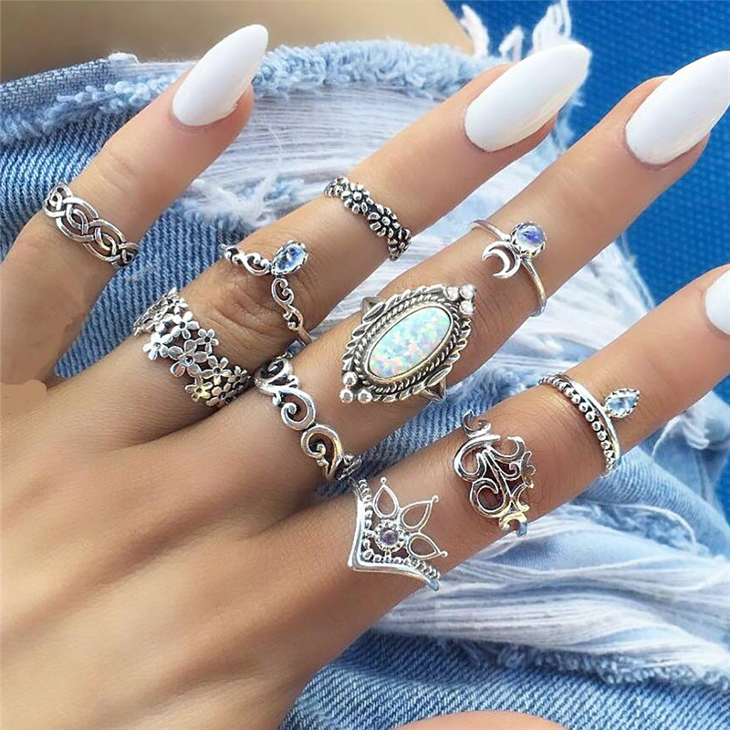 Vintage Style Punk Animal Plant Crown Alloy Plating Hollow Out Inlay Artificial Gemstones Artificial Diamond Opal Gold Plated Silver Plated Women's Open Ring Rings display picture 21