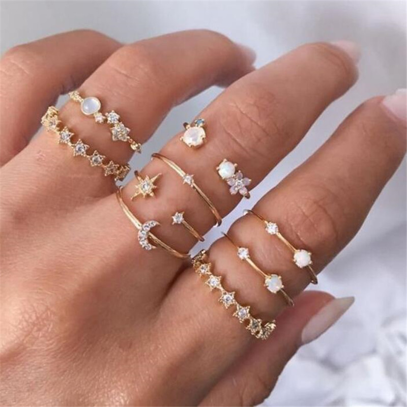 Vintage Style Punk Animal Plant Crown Alloy Plating Hollow Out Inlay Artificial Gemstones Artificial Diamond Opal Gold Plated Silver Plated Women's Open Ring Rings display picture 16