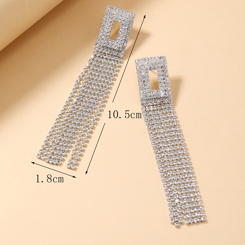 1 Pair Elegant Luxurious Shiny Tassel Inlay Alloy Artificial Rhinestones Drop Earrings display picture 8