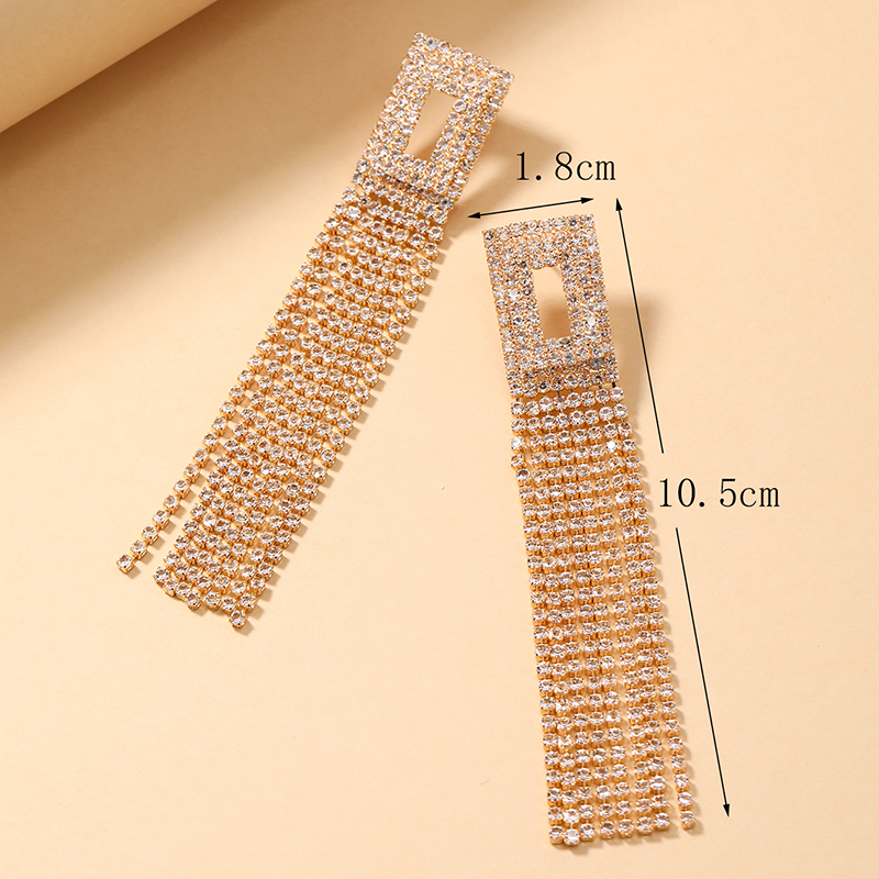 1 Pair Elegant Luxurious Shiny Tassel Inlay Alloy Artificial Rhinestones Drop Earrings display picture 3