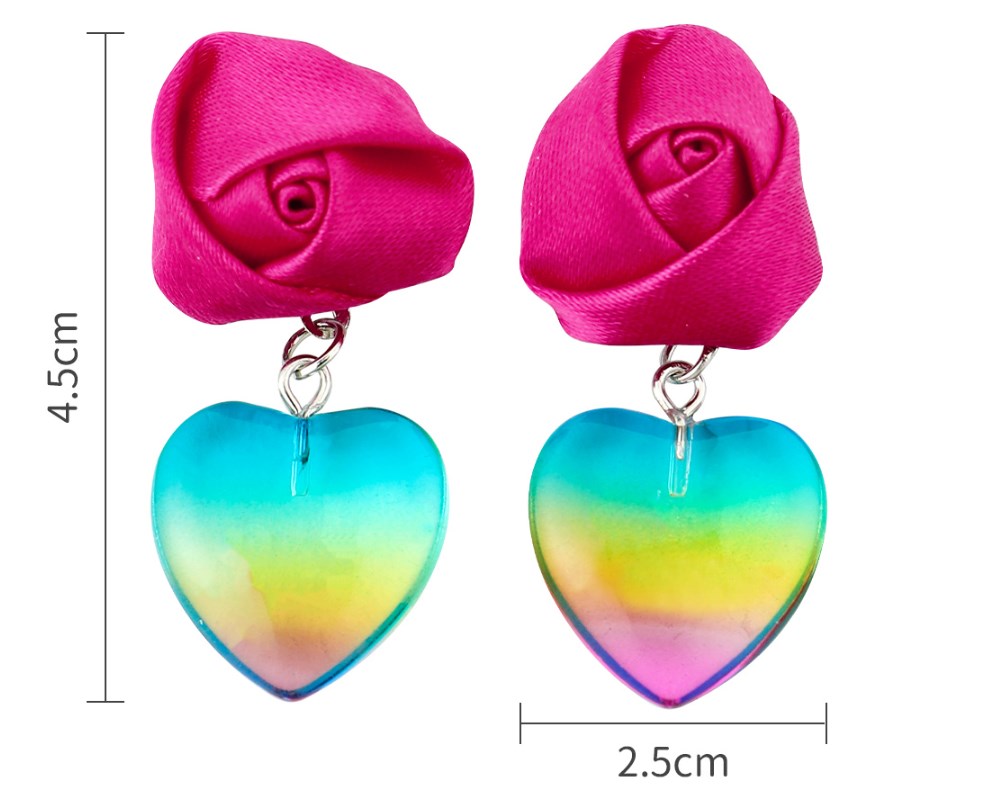 Wholesale Jewelry 1 Pair Vacation Heart Shape Flower Plastic Drop Earrings display picture 7