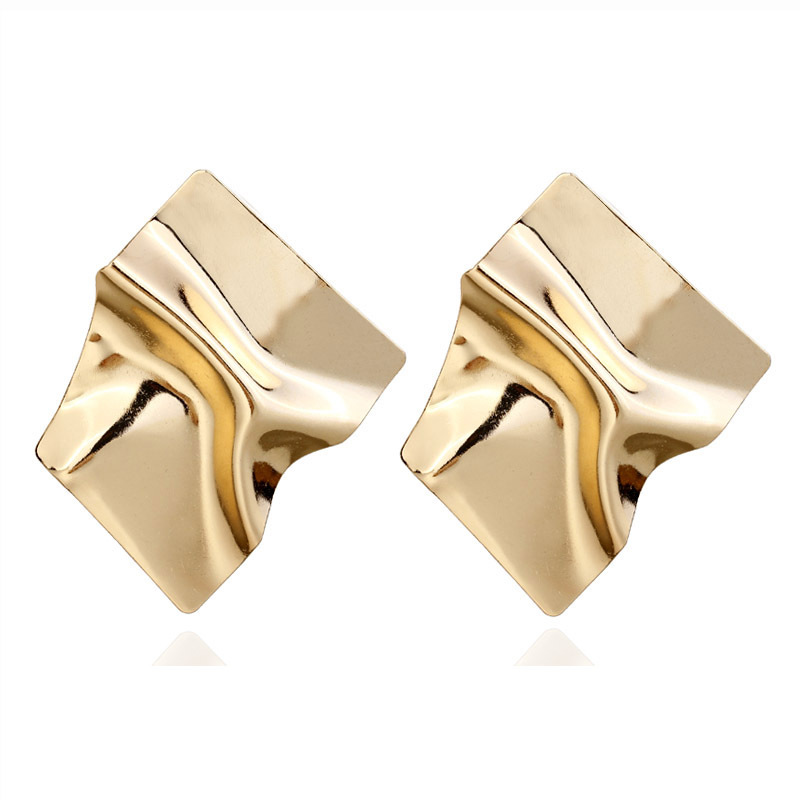 1 Pair Nordic Style British Style Geometric Solid Color Pleated Metal Alloy Ear Studs display picture 5