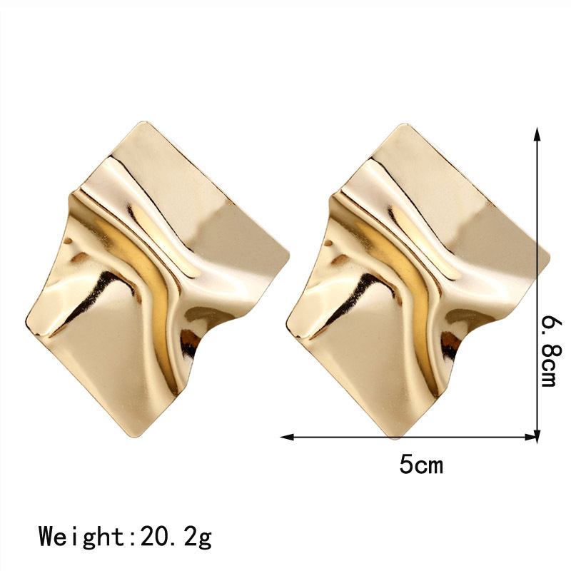 1 Pair Nordic Style British Style Geometric Solid Color Pleated Metal Alloy Ear Studs display picture 4