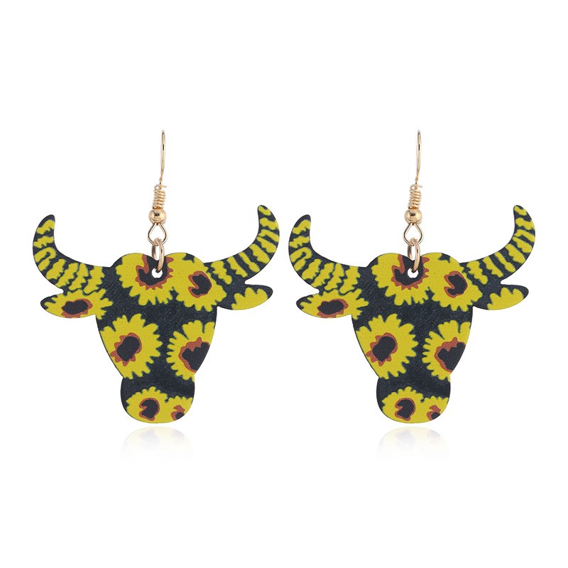 Exaggerated Cattle Chrysanthemum Arylic Printing Women's Drop Earrings display picture 2