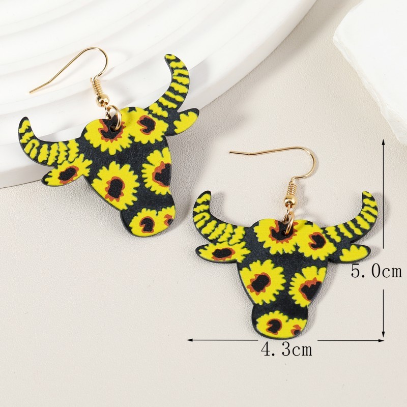 Exaggerated Cattle Chrysanthemum Arylic Printing Women's Drop Earrings display picture 4