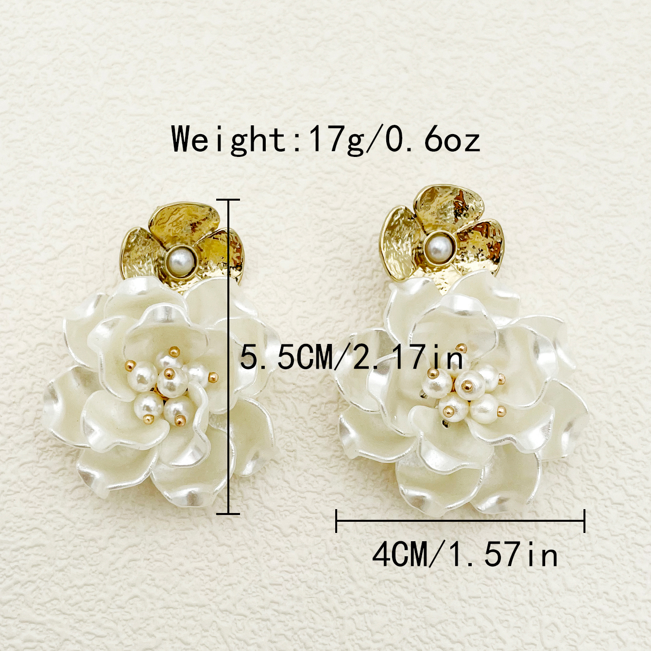 1 Pair Elegant Flower Plating 304 Stainless Steel Beads Shell 14K Gold Plated Drop Earrings display picture 3