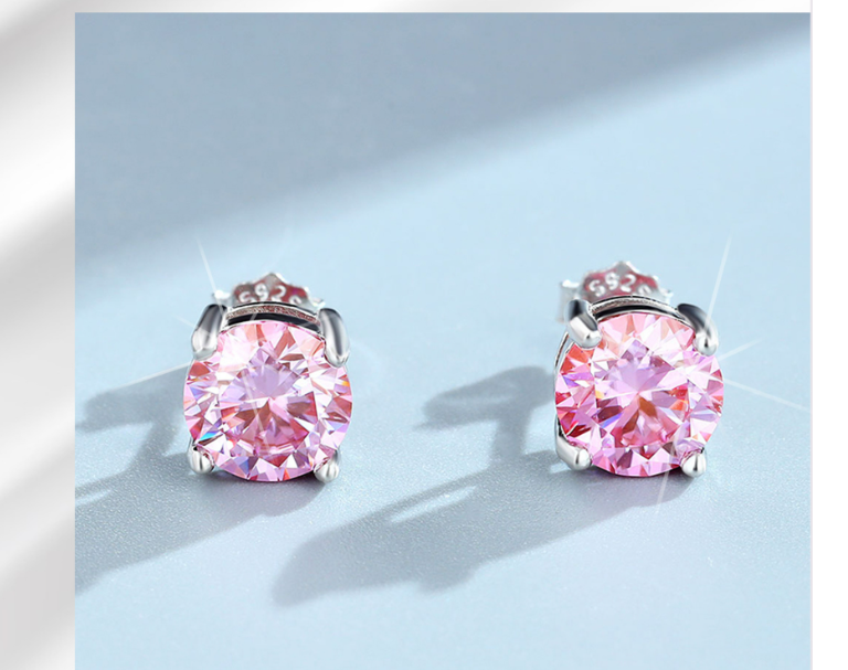 1 Pair Luxurious Solid Color Sterling Silver Inlay Diamond Ear Studs display picture 1
