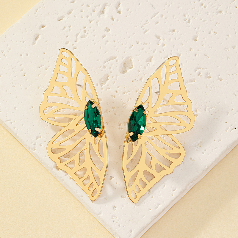 Retro Butterfly Alloy Plating Inlay Gem Women's Ear Studs display picture 7