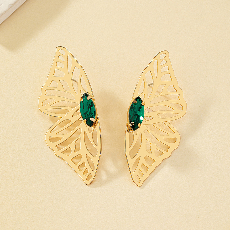 Retro Butterfly Alloy Plating Inlay Gem Women's Ear Studs display picture 6