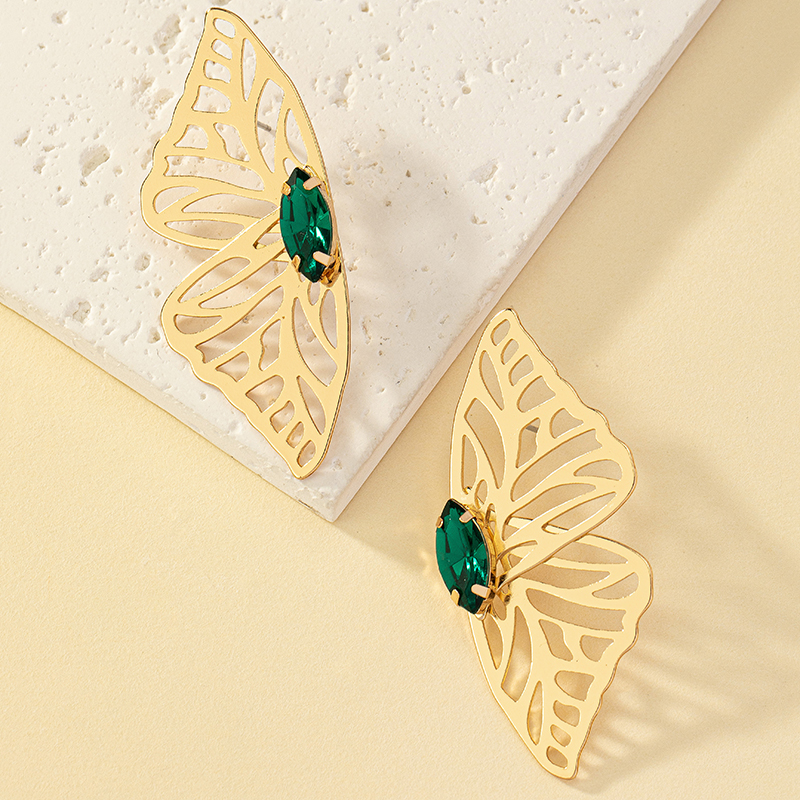Retro Butterfly Alloy Plating Inlay Gem Women's Ear Studs display picture 8