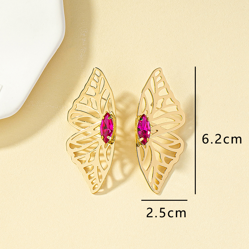 Retro Butterfly Alloy Plating Inlay Gem Women's Ear Studs display picture 4