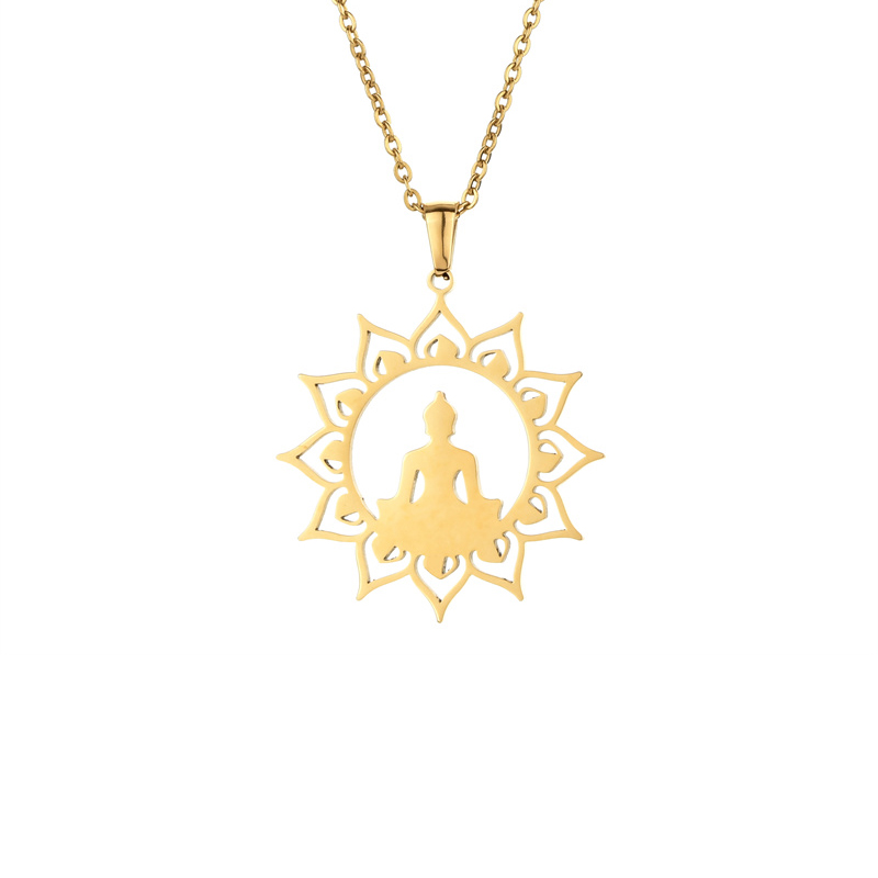Simple Style Buddha Stainless Steel Plating Gold Plated Pendant Necklace display picture 4