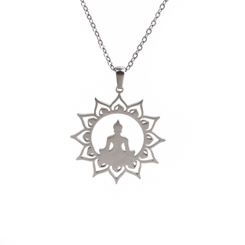 Simple Style Buddha Stainless Steel Plating Gold Plated Pendant Necklace display picture 3