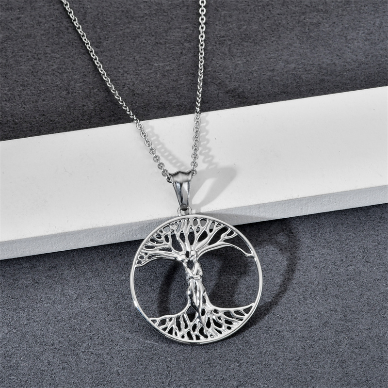 304 Stainless Steel Casual Simple Style Plating Life Tree Pendant Necklace display picture 5
