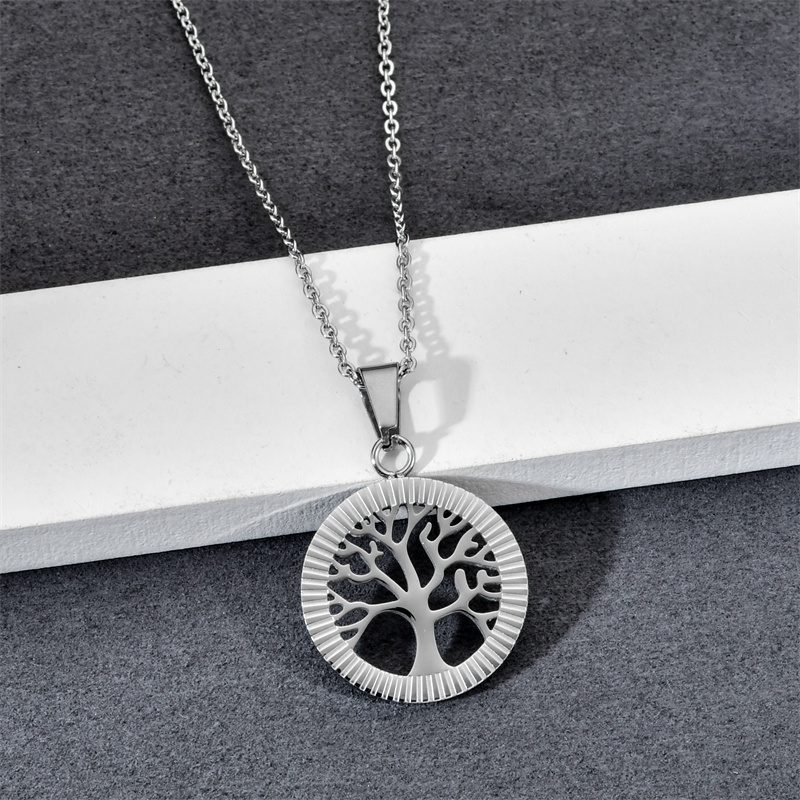 304 Stainless Steel Casual Simple Style Plating Life Tree Pendant Necklace display picture 6