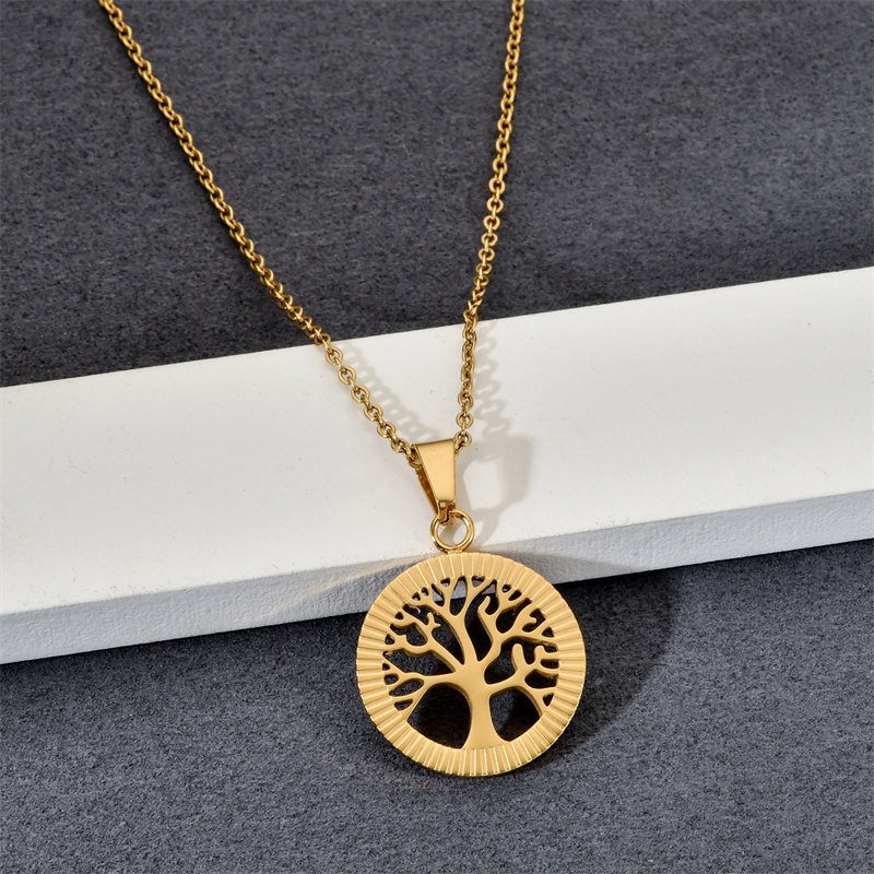 304 Stainless Steel Casual Simple Style Plating Life Tree Pendant Necklace display picture 7