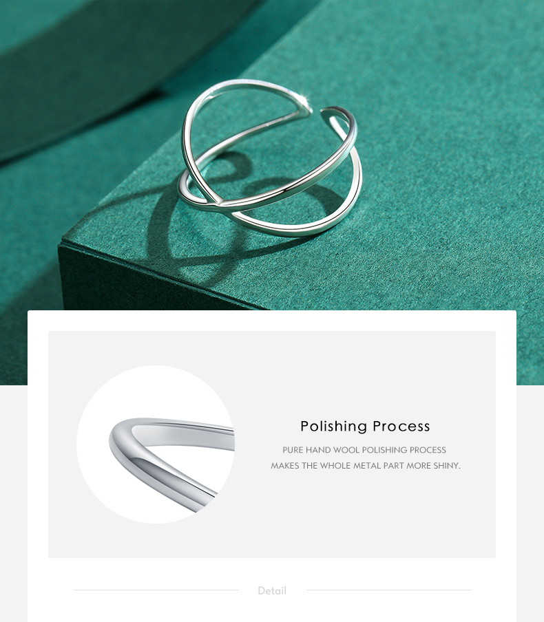Einfacher Stil Kreuzen Sterling Silber Überzug Überzogen Mit Rhodium Offener Ring display picture 4