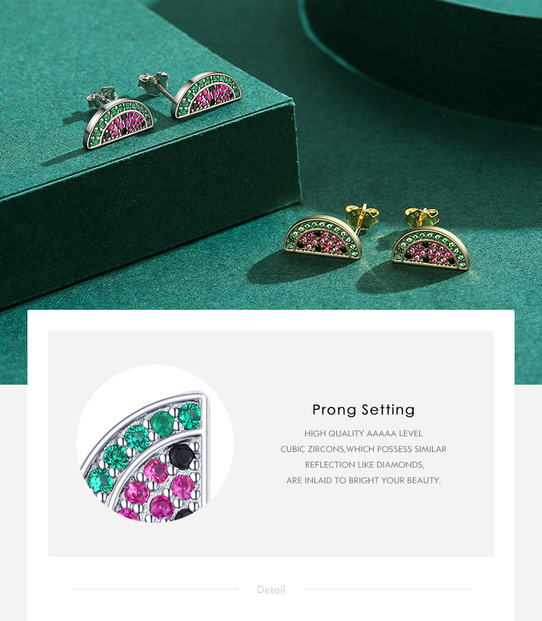 1 Pair Cute Watermelon Sterling Silver Plating Inlay Zircon 14k Gold Plated Rhodium Plated Ear Studs display picture 4