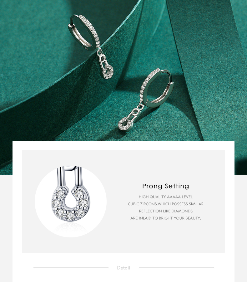 1 Pair Ins Style Paper Clip Sterling Silver Plating Inlay Zircon Rhodium Plated Earrings display picture 4