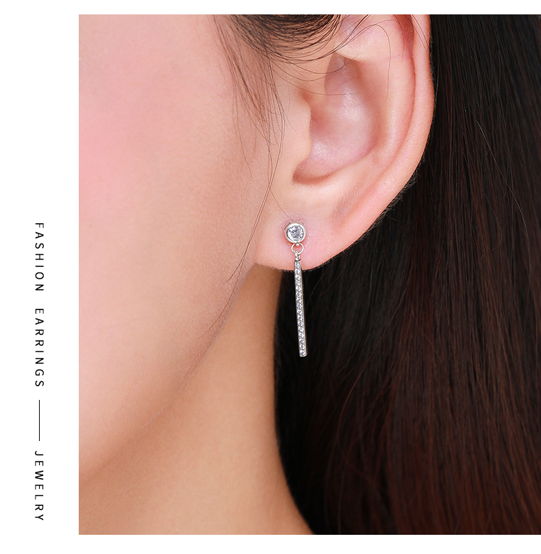 1 Pair Lady Solid Color Sterling Silver Plating Inlay Zircon Rhodium Plated Ear Studs display picture 6