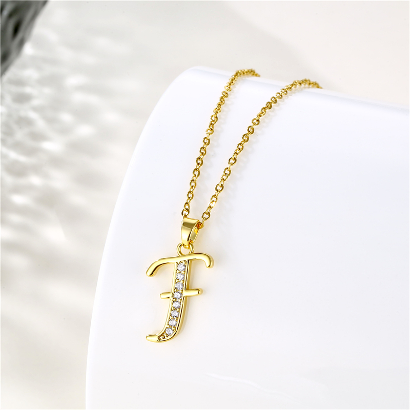 Stainless Steel Titanium Steel 18K Gold Plated Fashion Plating Inlay Letter Zircon Pendant Necklace display picture 11