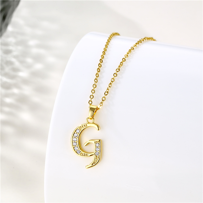 Stainless Steel Titanium Steel 18K Gold Plated Fashion Plating Inlay Letter Zircon Pendant Necklace display picture 12