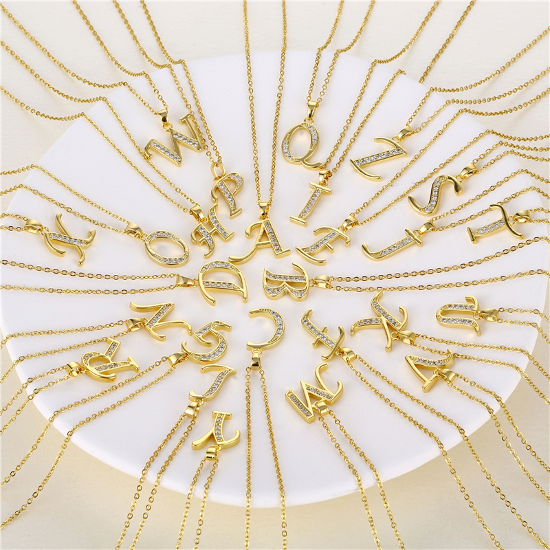 Acero Inoxidable Acero Titanio Chapados en oro de 18k Moda Enchapado Embutido Carta Circón Collar Colgante display picture 27