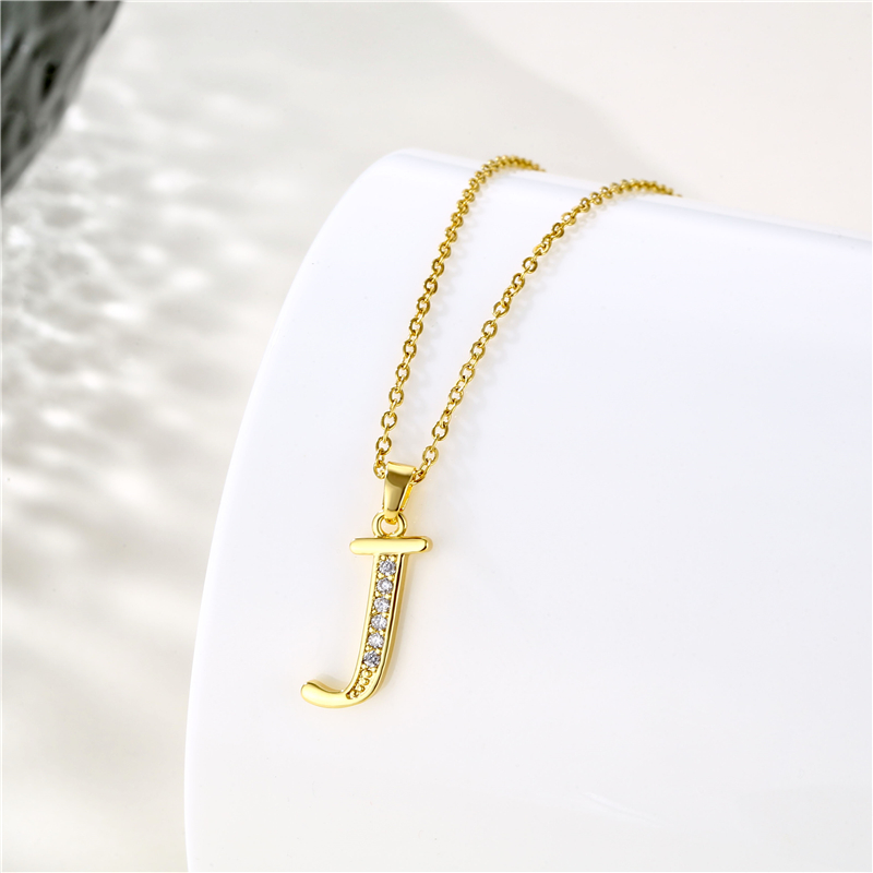 Stainless Steel Titanium Steel 18K Gold Plated Fashion Plating Inlay Letter Zircon Pendant Necklace display picture 7