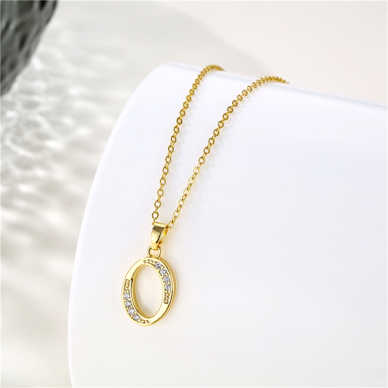 Stainless Steel Titanium Steel 18K Gold Plated Fashion Plating Inlay Letter Zircon Pendant Necklace display picture 24