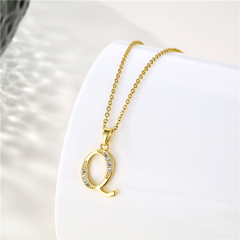 Stainless Steel Titanium Steel 18K Gold Plated Fashion Plating Inlay Letter Zircon Pendant Necklace display picture 22