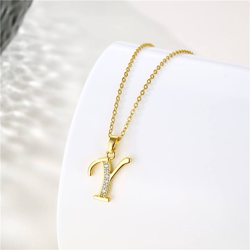 Stainless Steel Titanium Steel 18K Gold Plated Fashion Plating Inlay Letter Zircon Pendant Necklace display picture 10