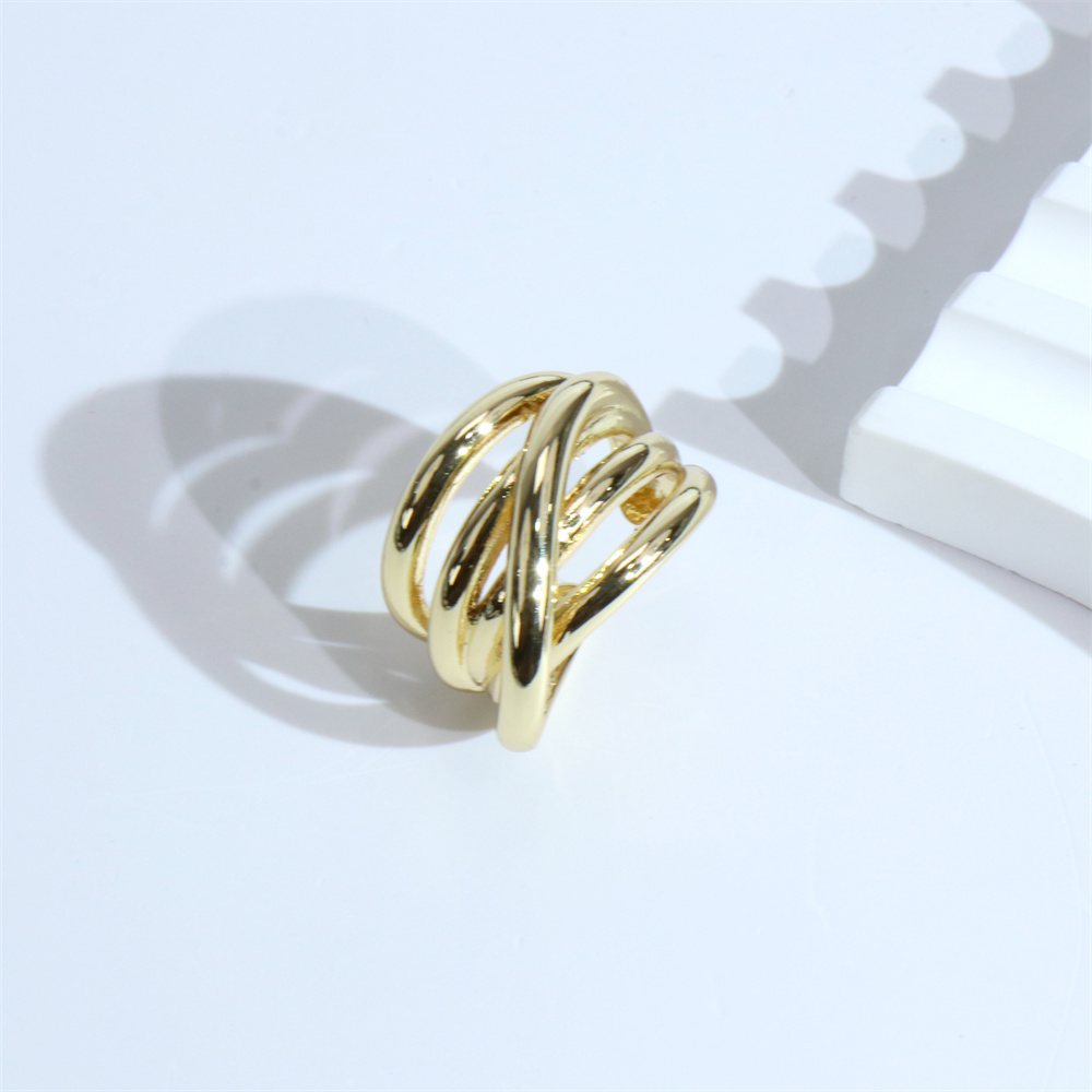 Simple Style C Shape Lines Copper 18k Gold Plated Open Ring In Bulk display picture 7