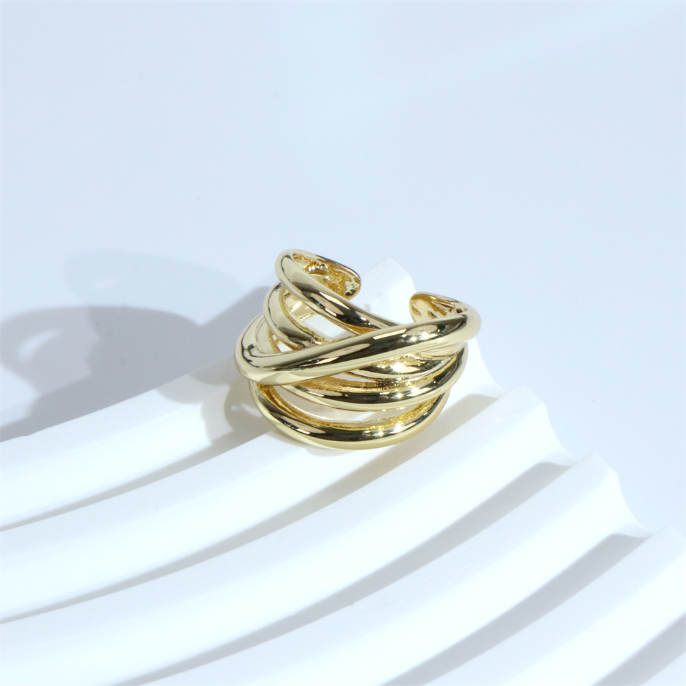 Einfacher Stil C-form Linien Kupfer 18 Karat Vergoldet Offener Ring In Masse display picture 8