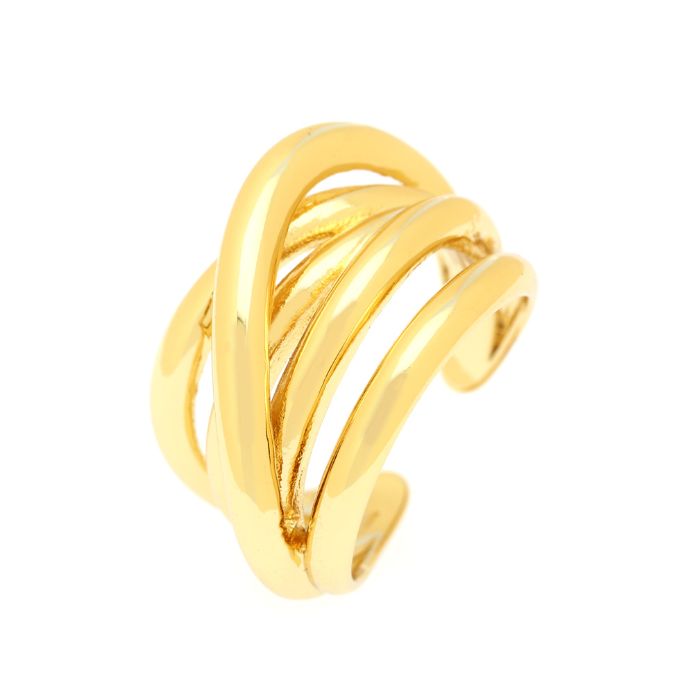 Einfacher Stil C-form Linien Kupfer 18 Karat Vergoldet Offener Ring In Masse display picture 2