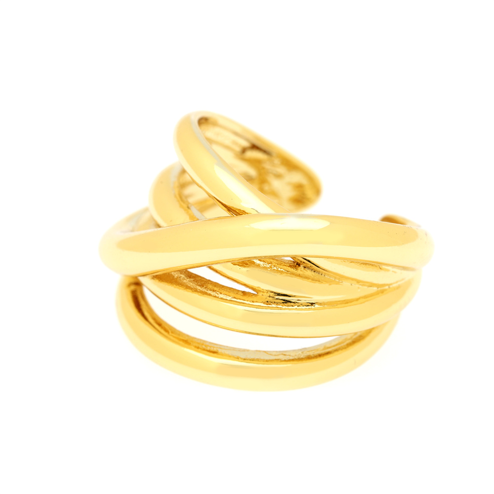 Simple Style C Shape Lines Copper 18k Gold Plated Open Ring In Bulk display picture 3