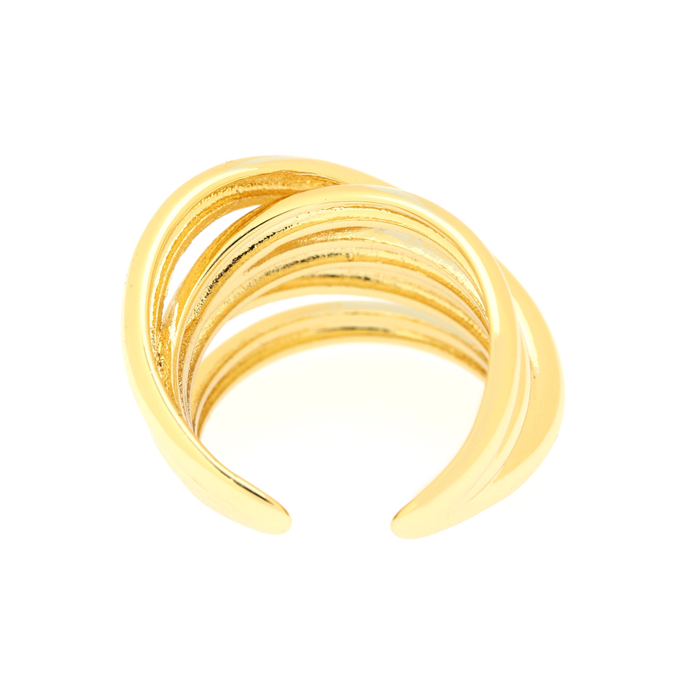 Simple Style C Shape Lines Copper 18k Gold Plated Open Ring In Bulk display picture 6